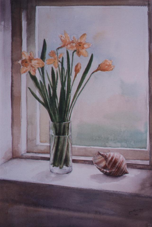 Daffodils & seashell (56K)